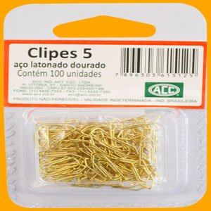 Clipes ACC Número 5 dourado Cx 100x1