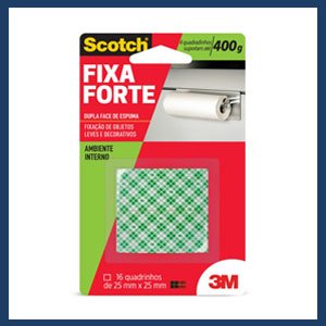 Fixa forte 25x25mm 16 quadrinhos dupla face