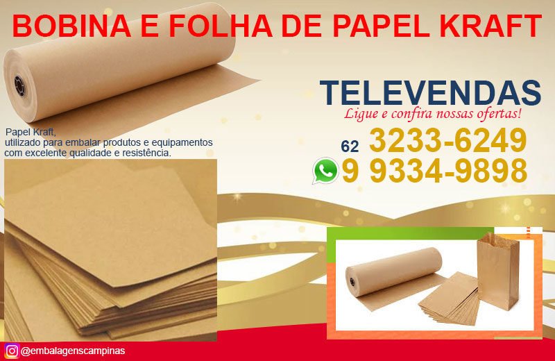 Bobina e Papel Kraft 1.80 largura 40 grama